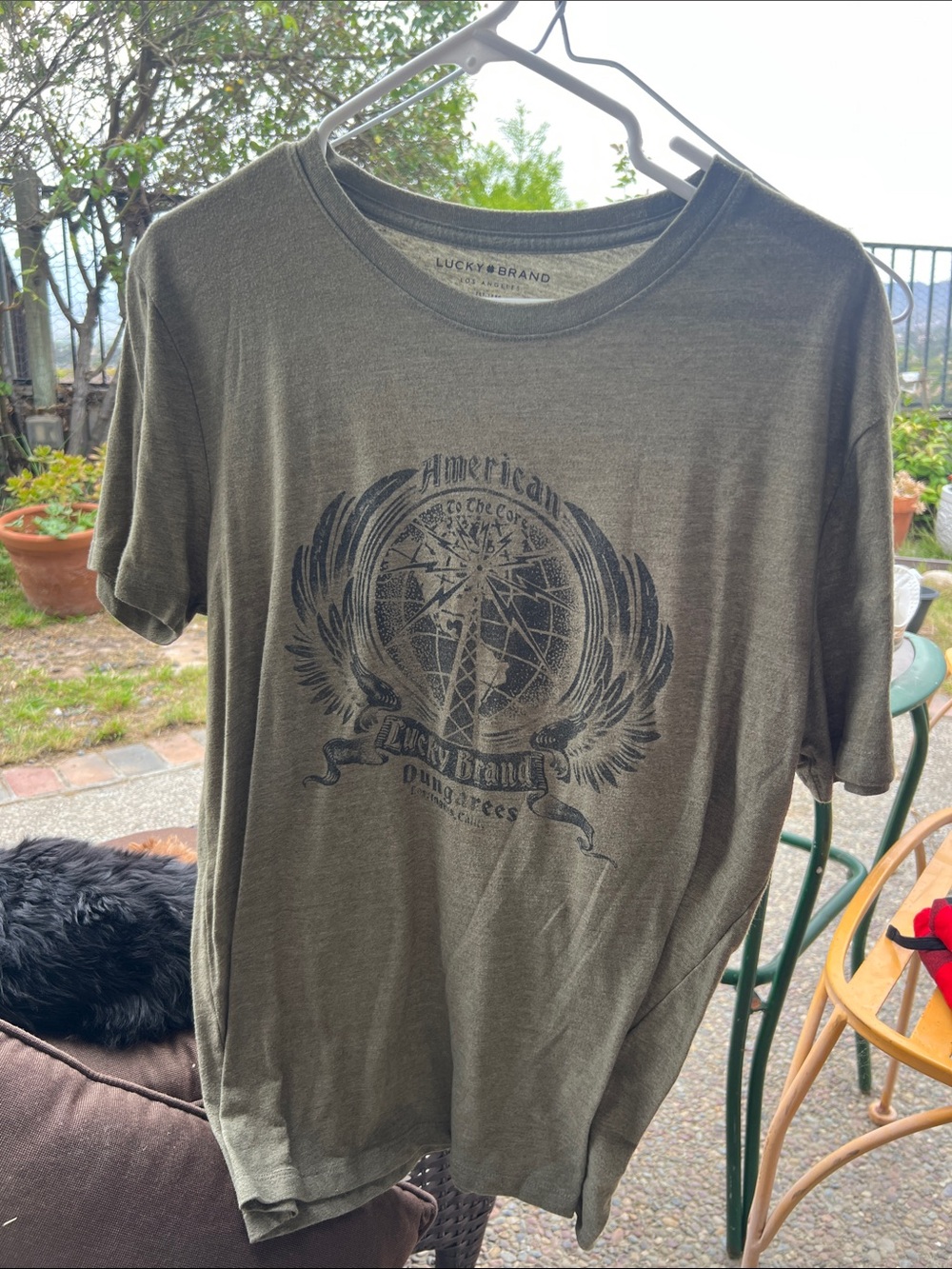 Lucky Brand Olive Green Graphic Crew Tee